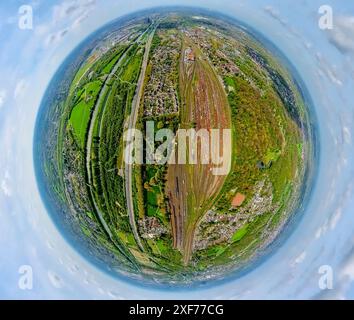 Luftaufnahme, Güterbahnhof Oberhausen-West Osterfeld und Rangierbahnhof, Bahngleise, Vondern, Oberhausen, Rheinland, Ruhrgebiet, Nordrhein-Westp Stockfoto