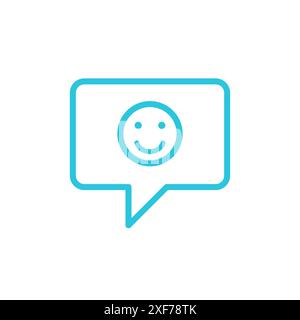 Smiley Emoji-Symbol für Kundenfeedback. Isoliert auf weißem Hintergrund. Aus blauer Symbolgruppe Stock Vektor