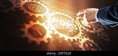 Pop3. Internet Postal Protocol. Universeller Hintergrund. Stockfoto