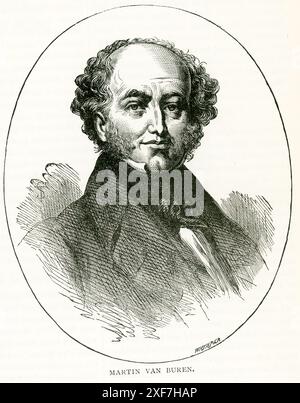 Martin Van Buren war der achte Präsident der Vereinigten Staaten (1837–1841), nachdem er als achten Vizepräsidenten und zehnter Außenminister unter Präsident Andrew Jackson tätig war. Während das Land wohlhabend war, als der „kleine Magier“ gewählt wurde, zerbrach die Finanzpanik von 1837 weniger als drei Monate später den Wohlstand. Stockfoto