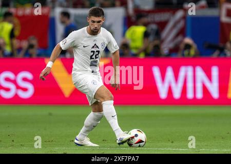 Frankfurt Am Main, Deutschland. Juli 2024. Adam Gnezda Cerin (Slowenien) beim Achtelfinale der UEFA EURO 2024 in der Frankfurt Arena in Frankfurt am Main am 1. Juli 2024 (Foto: Andrew SURMA/ Credit: SIPA USA/Alamy Live News) Stockfoto