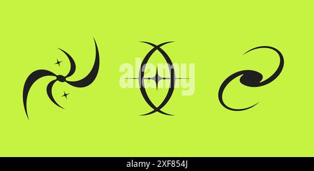 Abstrakte Vektorformen der 2000er Jahre. Y2K-Ästhetik. Stock Vektor