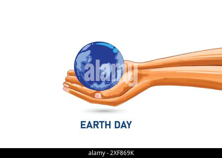 Hand halten Globus Konzept Happy Earth Day Hintergrund Stock Vektor