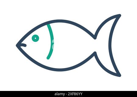 Fischsymbol. Symbol für Omega 3, gesunde Fette oder Proteinquelle. Liniensymbolstil. Vektorillustration für Nährstoffelemente Stock Vektor