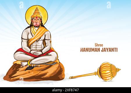 Lord hanuman über religiösen Hintergrund für sri hanuman jayanti Kartendesign Stock Vektor