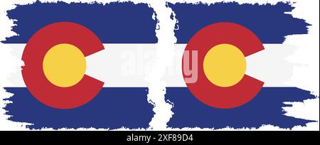 Colorado und Colorado staaten Grunge Pinsel Flags Verbindung, Vektor Stock Vektor