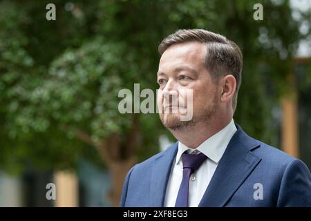 Berlin, Deutschland. Juni 2024. Uli Groetsch, Bundespolizeibeauftragter im Deutschen Bundestag, notierte bei der Präsentation des Berichts des Polizeibeauftragten auf der Bundespressekonferenz in Berlin am 27. Juni 2024. Quelle: dpa/Alamy Live News Stockfoto