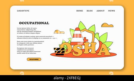 Arbeitsschutzverwaltung. Arbeitsschutzpolitik. Vector Flat OSHA Webbanner oder Landing-Page. Service zum Schutz der Arbeitssicherheit Stock Vektor