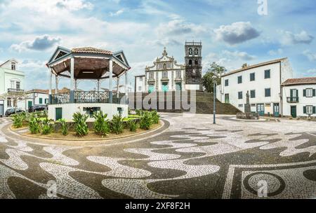 Zentraler Platz von Ribeira Grande, Sao Miguel, Azoren, Portugal. Stockfoto