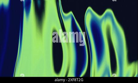 Abstrakter flüssiger, körniger Verlaufshintergrund im trendigen y2k-Stil. Schmelzende oder fließende warme Farben und Formen. Thermisch verschwommenes, farbenfrohes Design mit Geräuschen Stockfoto