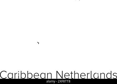 Caribbean Netherlands Map Vector Illustration - Silhouette, Outline, Caribbean Netherlands Travel and Tourism Map Stock Vector