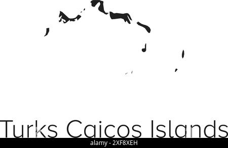 Turks Caicos Islands Map Vector Illustration - Silhouette, Outline, Turks Caicos Islands Travel and Tourism Map Stock Vector