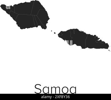 Samoa Map Vector Illustration - Silhouette, Outline, Samoa Travel and Tourism Map Stock Vector