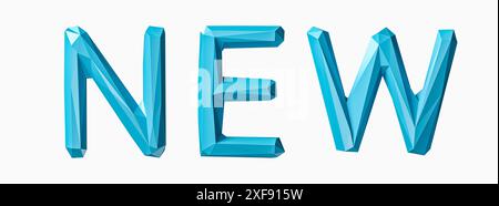 Buchstaben aus niedrigem Poly-Blau-Material. 3D-Illustration des grünen Pflanzenalphabets isoliert auf weißem Hintergrund Stockfoto