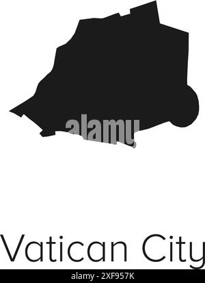 Vatican City Map Vector Illustration - Silhouette, Outline, Vatican City Travel and Tourism Map Stock Vector