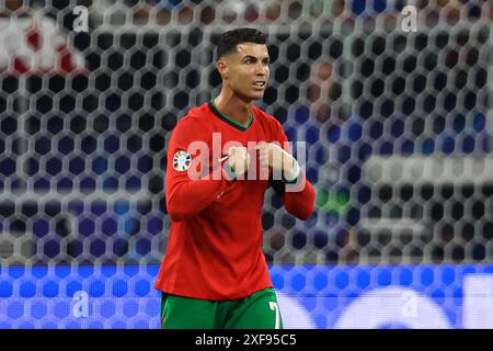 Cristiano Ronaldo (Portugal, #07) reklamiert GER, Portugal (POR) gegen Slowenien (SVO), Fussball Europameisterschaft, UEFA EURO 2024, Achtelfinale, 01.07.2024 Foto: Eibner-Pressefoto/Roger Buerke Stockfoto