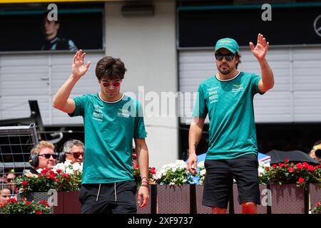 #18 Lance Walk (CAN, Aston Martin Aramco F1 Team), #14 Fernando Alonso (ESP, Aston Martin Aramco F1 Team), F1 Grand Prix von Österreich auf dem Red Bull Ring am 30. Juni 2024 in Spielberg, Österreich. (Foto: HOCH ZWEI) Stockfoto