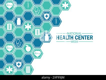 National Health Center Week. Urlaubskonzept. Vorlage für Hintergrund, Banner, Karte, Poster mit Textbeschriftung. Vektorabbildung. Stock Vektor