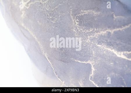 Eine Nahaufnahme einer grauen Marmorstruktur mit weißen Adern. Das Bild ist abstrakt und könnte als Hintergrund verwendet werden Stockfoto