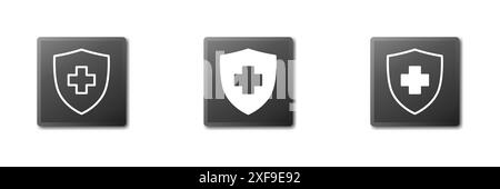 Symbole für Gesundheitsschutz. Gesundheitsschutzsymbole. Sicherheitsmedizin. Illustration des flachen Vektors Stock Vektor