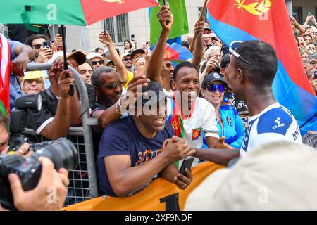 Tour de France 2024 - Stage 3 - Piacenza-Turin während Stage 3 - Finish, Tour de France Rennen in Turin, Italien, 1. Juli 2024 Stockfoto