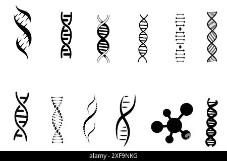 DNA-Symbole. Satz von DNA-Molekülen. Vektorabbildung. Stock Vektor