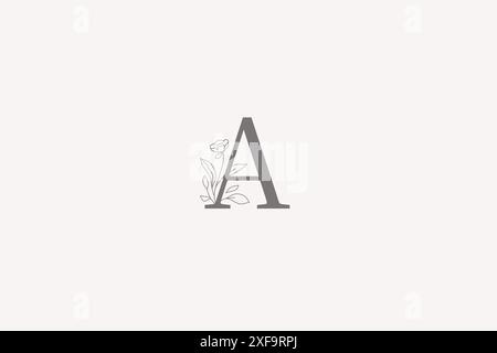 Eleganter floraler Buchstabe mit Blüte Wiesenblume Monogramm Umriss Logo Design Vorlage Vektor Illustration. Botanisches Vintage-Logo für Stock Vektor