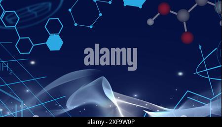 Bild von Molekülstrukturen, Nukleotiden mit Gehirn und menschlicher Darstellung Stockfoto