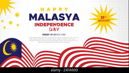 Malaysia Unabhängigkeitstag Web-Banner und Hintergrund. Happy 31st August Malaysia National Day Celebration Banner mit malaysischer Flagge Vorlage Stock Vektor