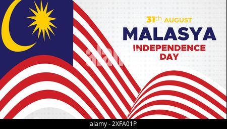 Malaysia Unabhängigkeitstag Web-Banner und Hintergrund. Happy 31st August Malaysia National Day Celebration Banner mit malaysischer Flagge Vorlage Stock Vektor