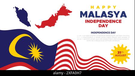 Malaysia Unabhängigkeitstag Web-Banner und Hintergrund. Happy 31st August Malaysia National Day Celebration Banner mit malaysischer Flagge Vorlage Stock Vektor