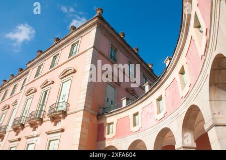 Detail der Fassade. Riofrio Palace, Provinz Segovia, Castilla Leon, Spanien. Stockfoto