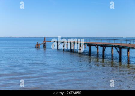 Pier am Tejo bei Belem, Lissabon, Portugal Stockfoto