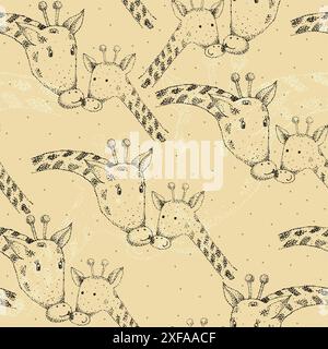 Baby Giraffe und Mutter. Handgezeichnete Abbildung. Stock Vektor