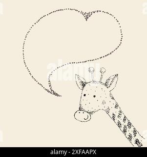 Baby Giraffe Cartoon. Handgezeichnete Vektorgrafik. Stock Vektor