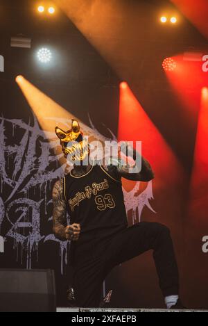 Die russische Deathcore-Band Slaughter to Succail trat 2024 beim dänischen Copenhell-Festival auf. Anrede: Andrea Pinna Stockfoto