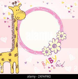 Handgezeichnete Illustration mit Babygiraffe. Stock Vektor