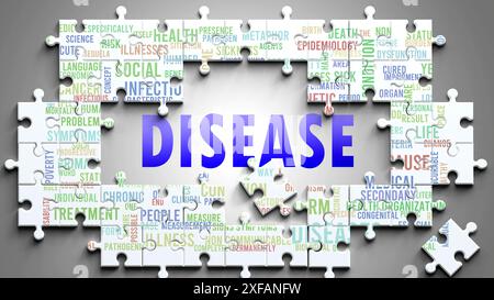 Krankheit ist ein komplexes Thema, das mit anderen wichtigen Themen in Zusammenhang steht. Stockfoto