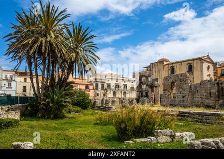 Geographie / Reisen, Italien, Sizilien, Syrakus, Ortigia, Ruinen des Tempels von Apollo, ZUSÄTZLICHE RECHTE-CLEARANCE-INFO-NICHT-VERFÜGBAR Stockfoto