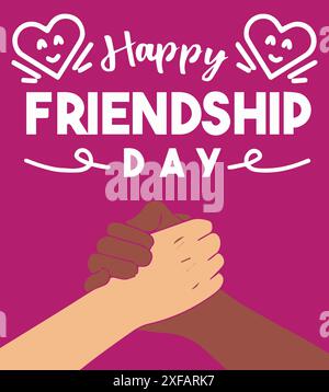 Happy Friendship Day Konzeptillustration mit Freund Hand. Stock Vektor