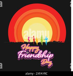 Happy Friendship Day Hintergrund Design, Poster, Banner, Geschenk. Vektor. Stock Vektor