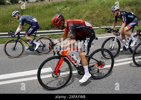 Valloire, Frankreich. Juli 2024. Der spanische Jonathan Castroviejo von Ineos Grenadiers wurde während der vierten Etappe des Tour de France-Radrennens 2024 von Pinerolo, Italien, nach Valloire, Frankreich (139, 6 km) am Dienstag, den 2. Juli 2024, in Aktion gezeigt. Die 111. Ausgabe der Tour de France beginnt am Samstag, den 29. Juni und endet am 21. Juli in Nizza. BELGA FOTOPOOL JAN DE MEULENEIR Credit: Belga Nachrichtenagentur/Alamy Live News Stockfoto