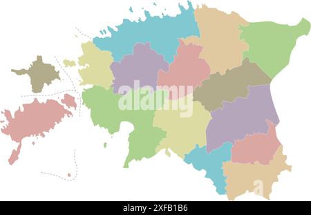 Vektor regionale leere Karte von Estland mit Grafschaften und Verwaltungseinheiten. Bearbeitbare und klar beschriftete Ebenen. Stock Vektor