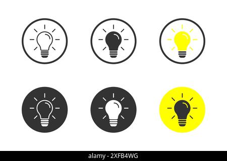 Glühlampen-Symbolsatz. Ideensymbol. Vektorabbildung. Stock Vektor