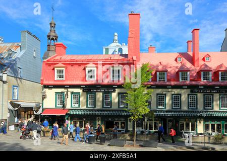 Geografie / Reisen, Kanada, Quebec City, Quebec, Auberge du Tresor und 1640 Bistro, Place des Armes, ADDITIONAL-RIGHTS-CLEARANCE-INFO-NOT-AVAILABLE Stockfoto