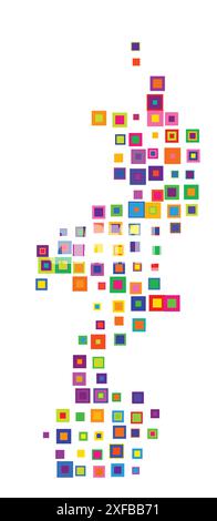 Symbolkarte der Provinz Limburg (Niederlande). Abstrakte Karte, die den Bundesstaat/die Provinz mit einem Muster von sich überlappenden bunten Quadraten wie Süßigkeiten zeigt Stock Vektor