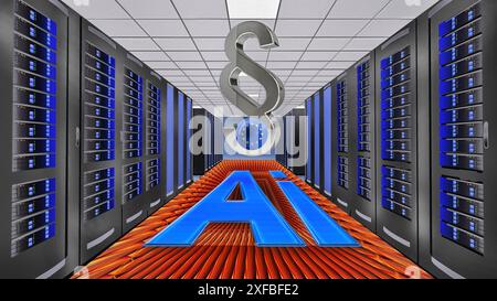 Symbolisches Image, EU-KI-Verordnung, erstes Gesetz weltweit, Einsatz von KI, KI, Transparenzregulierung, riskanter Chatbot, Cybersicherheit, Datenqualität, synthetisch Stockfoto