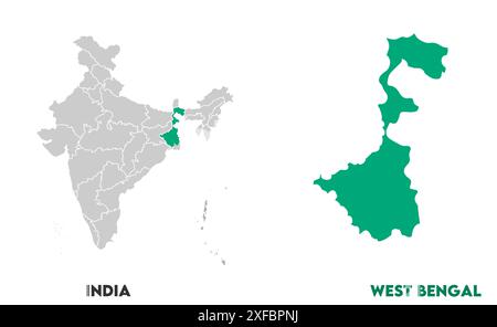 West Bengal Map1, Bundesstaat Indien, Republik Indien, Regierung, politische Karte, moderne Karte, indische Flagge, Vektorillustration Stock Vektor