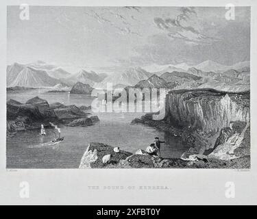 The Sound of Kerrera, Schottland, Vintage-Stich aus dem Jahr 1836 Stockfoto