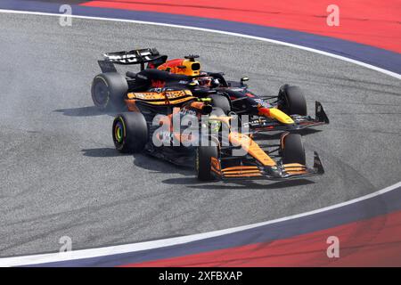 Spielberg, Österreich. 30. Juni 2024. #1 Max Verstappen (NLD, Oracle Red Bull Racing), #4 Lando Norris (GBR, McLaren Formula 1 Team), F1 Grand Prix von Österreich am Red Bull Ring am 30. Juni 2024 in Spielberg, Österreich. (Foto von HOCH ZWEI) Credit: dpa/Alamy Live News Stockfoto